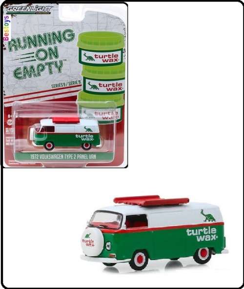 Greenlight Diecast Model Car Running on Empty VW Volkswagen Kombi T 2 T2 Panelvan 1972 "Turtle Wax"