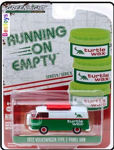 Greenlight Diecast Model Car Running on Empty VW Volkswagen Kombi T 2 T2 Panelvan 1972 "Turtle Wax"