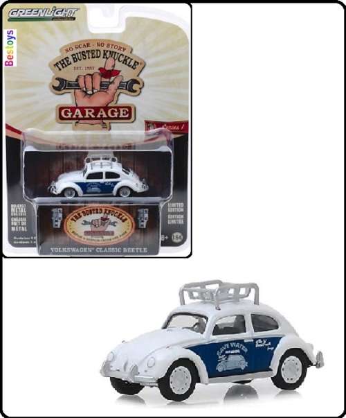 Greenlight Diecast Model Car Busted Knuckle Garage VW Volkswagen Classic Beetle "Save Water" 1/64 sc