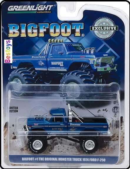 Greenlight Diecast Model Car Exclusive Ford F 250 F250 1974 Monster Truck Original Bigfoot 1/64 scal