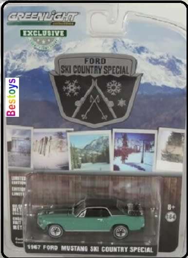 Greenlight Diecast Model Car Exclusive Ford Mustang Ski Country Special 1967 + Skis 1/64 scale new