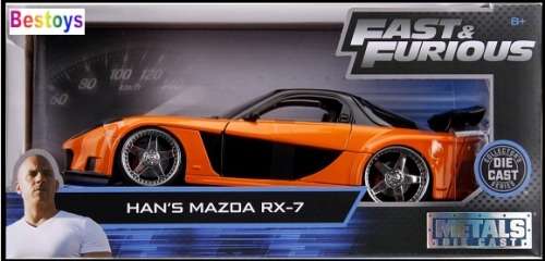 JADA Diecast Model Car Mazda RX 7 RX7 Han Fast & Furious Movie Film TV 1/24 scale new in pack