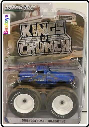 Greenlight Diecast Model Car Kings of Crunch Monster Trucks Ford F 250 F250 1996 "Bigfoot" No 5 1/64