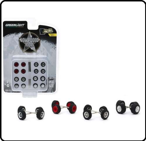 Greenlight Model Car Wheel Set Hollywood Icons rubber tyres real riders accessories diorama 1/64 sca