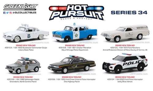 Greenlight Diecast Model Car Hot Pursuit Series Studebaker Commander Coupe 1953 "Indiana State Polic