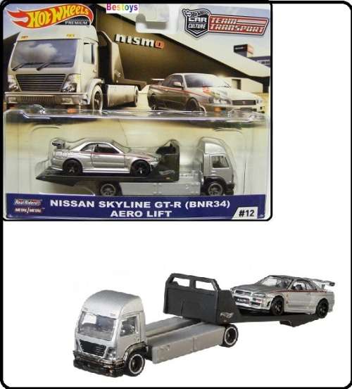 Hotwheels Hot Wheels Diecast Model Car Culture Team Transport Nissan Skyline Gt-R R34 & Aero Lift Tr