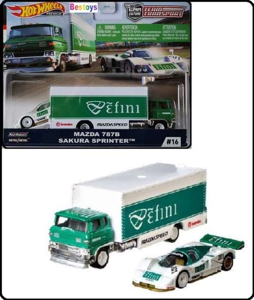Hotwheels Hot Wheels Diecast Model Car Culture Team Transport Mazda 787 B 787B + Sakura Sprinter Tru