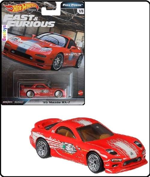 Hot Wheels Hotwheels Diecast Model Car Set Fast & Furious Movie Film TV Mazda RX 7 RX7 1995 1/64 sca