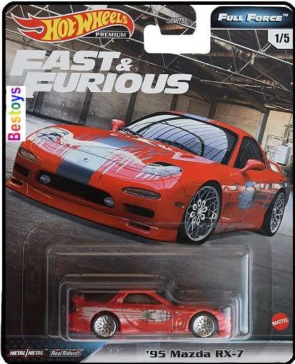Hot Wheels Hotwheels Diecast Model Car Set Fast & Furious Movie Film TV Mazda RX 7 RX7 1995 1/64 sca