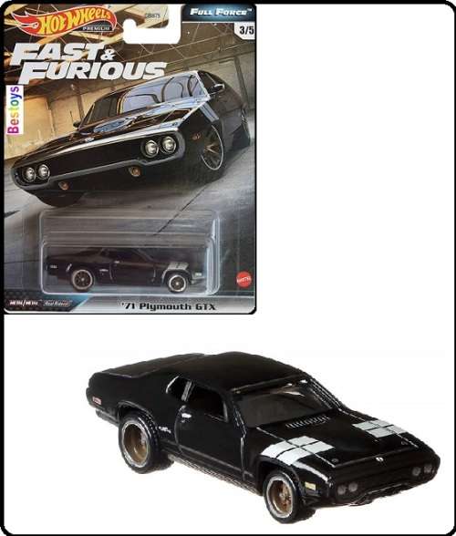 Hot Wheels Hotwheels Diecast Model Car Set Fast & Furious Movie Film TV Plymouth GTX 1971 1/64 scale
