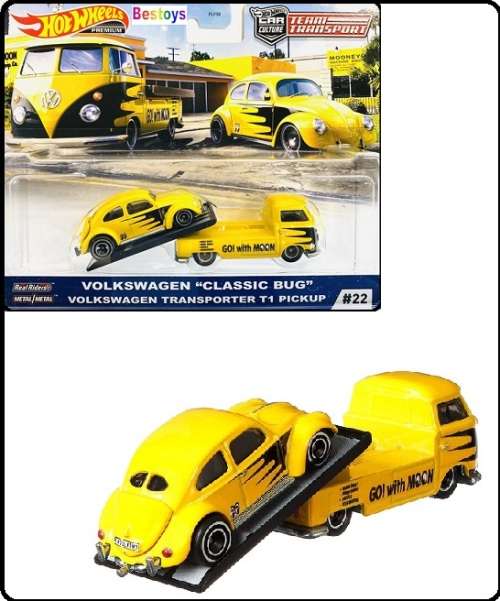Hotwheels Hot Wheels Diecast Model Car Culture Team Transport VW Classic Bug Beetle + T 1 T1 Pickup