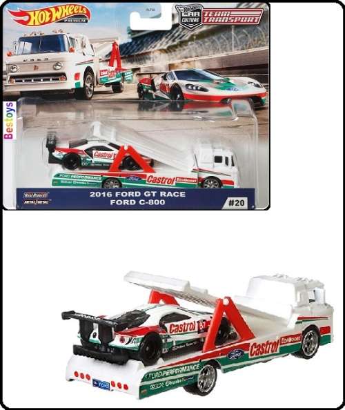 Hotwheels Hot Wheels Diecast Model Car Culture Team Transport Ford GT 2016 + C 800 Transporter "Cast