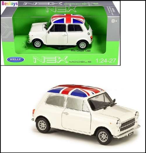 Welly Nex Diecast Model Car 22496 Mini Cooper 1300 with Union Jack Flag roof 1/24 scale new in pack