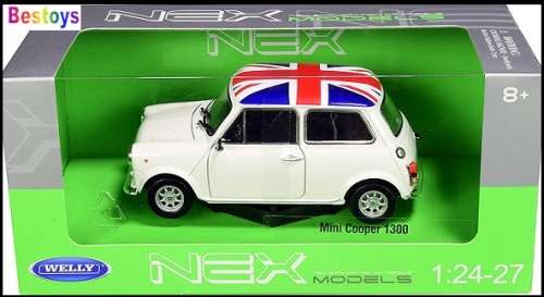 Welly Nex Diecast Model Car 22496 Mini Cooper 1300 with Union Jack Flag roof 1/24 scale new in pack