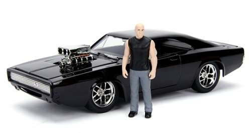 JADA Diecast Model Car Movie Film TV Fast & Furious Dodge Charger RT 1970 + Dom Figurine 1/24 scale