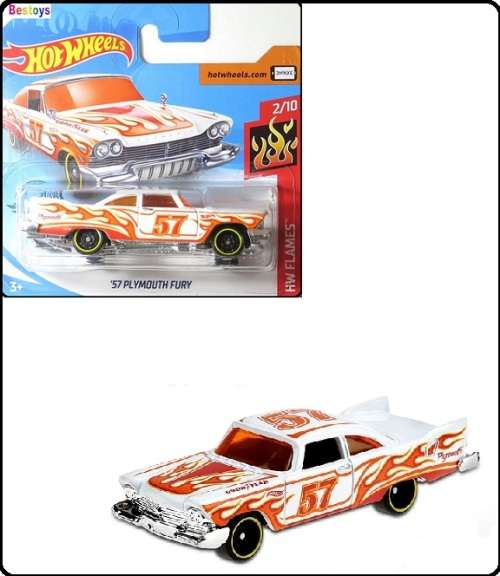 Hotwheels Hot Wheels Diecast Model Car 2020 168 / 250 Plymouth Fury 1957 No 57 Flames 1/64 scale new