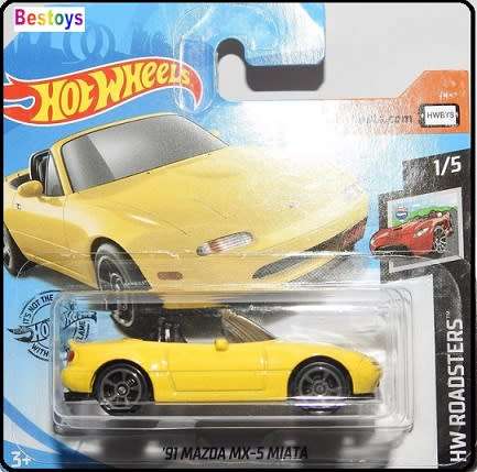 Hotwheels Hot Wheels Diecast Model Car 2020 208 / 250 Mazda MX 5 MX5 Miata 1991 Roadsters 1/64 scale