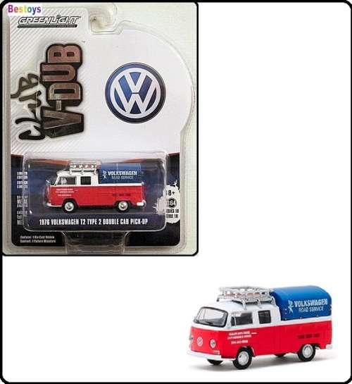 Greenlight Diecast Model Car VDub Series VW Volkswagen Kombi T 2 T2 Double Cab Pickup 1976 + Canopy
