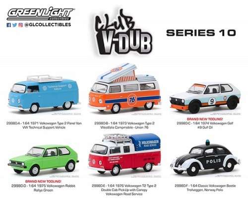Greenlight Diecast Model Car VDub Series VW Volkswagen Kombi T 2 T2 Double Cab Pickup 1976 + Canopy