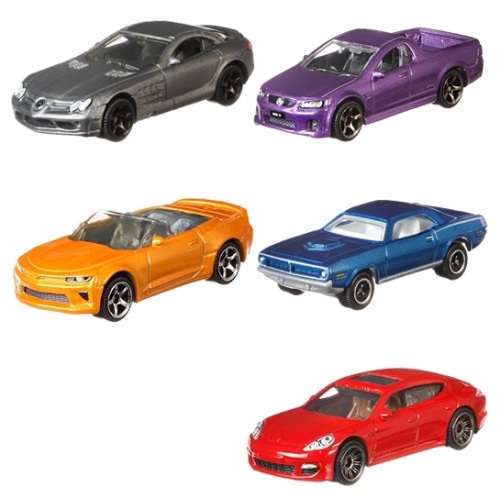 Matchbox Diecast Model Set 5 pk Blue Highways Mercedes AMG Chevy SSR Camaro Plymouth Porsche 1/64