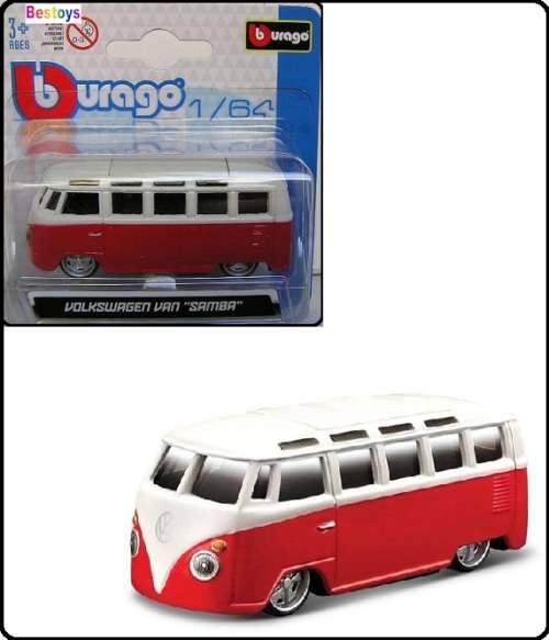Burago Diecast Model Car VW Volkswagen Kombi Samba Bus 1/64 scale new in pack