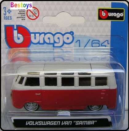 Burago Diecast Model Car VW Volkswagen Kombi Samba Bus 1/64 scale new in pack