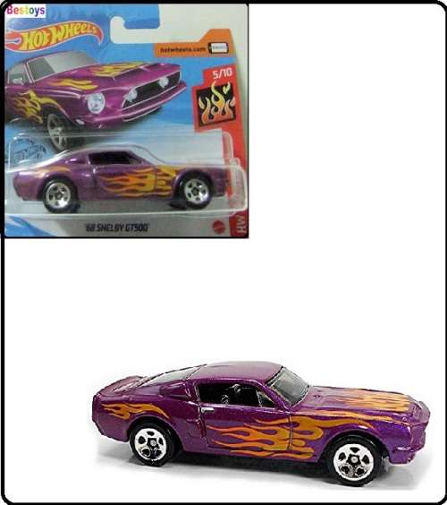 Hotwheels Hot Wheels Diecast Model Car 2020 169 / 250 Ford Mustang GT 500 GT500 1968 Flames 1/64 sca