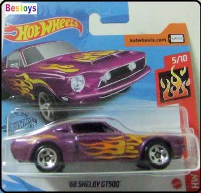 Hotwheels Hot Wheels Diecast Model Car 2020 169 / 250 Ford Mustang GT 500 GT500 1968 Flames 1/64 sca