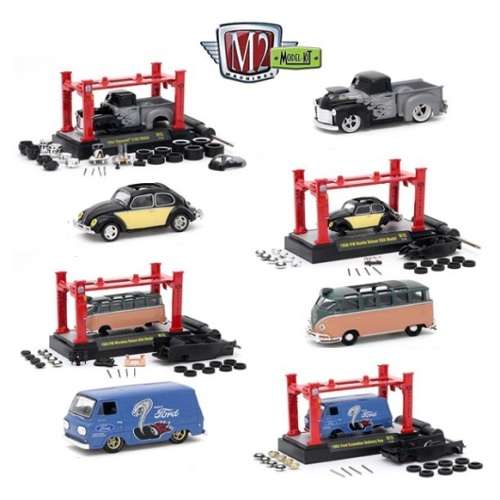 Castline M2 Diecast Model Car Kit Set Ford Econoline Delivery Van 1965 + Workshop lift + extra wheel