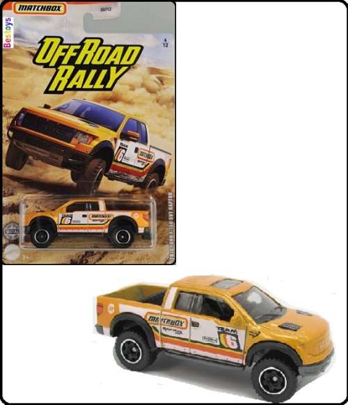 Matchbox Diecast Model Car Offroad Rally Ford F 150 F150 SVT Raptor 2010 No 6 1/64 scale new in pack