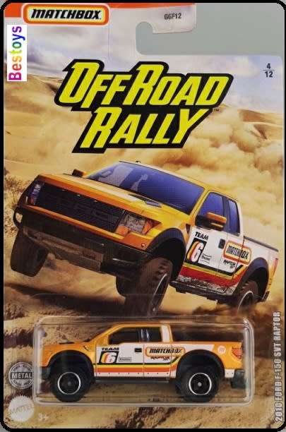 Matchbox Diecast Model Car Offroad Rally Ford F 150 F150 SVT Raptor 2010 No 6 1/64 scale new in pack