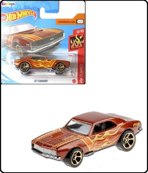 Hotwheels Hot Wheels Diecast Model Car 2020 231 / 250 Chevy Chevrolet Camaro 1967 Flames 1/64 scale