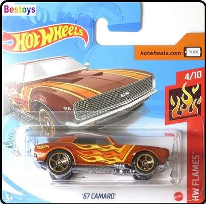 Hotwheels Hot Wheels Diecast Model Car 2020 231 / 250 Chevy Chevrolet Camaro 1967 Flames 1/64 scale