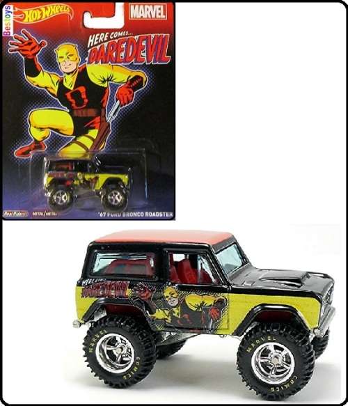 Hotwheels Hot Wheels Diecast Model Car Pop Culture Marvel Ford Bronco Roadster 1967 Daredevil 1/64 s