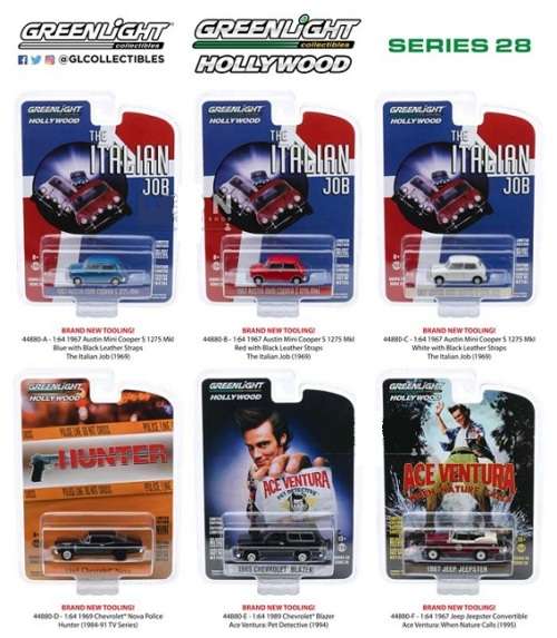 Greenlight Diecast Model Car Hollywood Jeep Jeepster 1967 Ace Ventura Movie Film TV 1/64 scale new