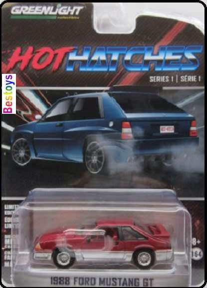 Greenlight Diecast Model Car Hot Hatches Ford Mustang GT 1988 1/64 scale new in pack