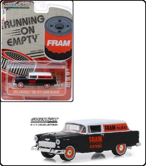 Greenlight Diecast Model Car Running on Empty Chevy Chevrolet One Fifty Sedan Delivery 1955 "Fram Fi