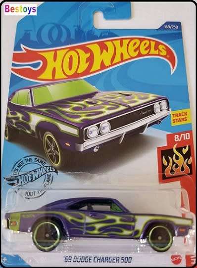 Hotwheels Hot Wheels Diecast Model Car 2020 189 / 250 Dodge Charger 500 1969 Flames 1/64 scale new