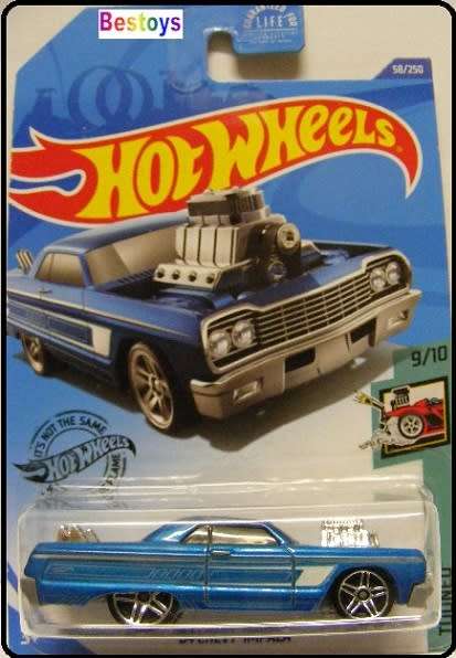 Hotwheels Hot Wheels Diecast Model Car 2020 58 / 250 Chevy Chevrolet Impala 1964 Tooned 1/64 scale