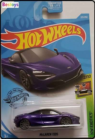 Hotwheels Hot Wheels Diecast Model Car 2019 221 / 250 McLaren 720S 720 S Exotics 1/64 scale new
