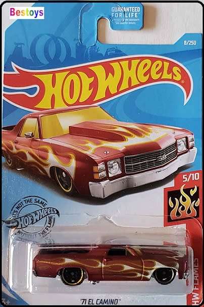 Hotwheels Hot Wheels Diecast Model Car 2019 8 / 250 Chevy Chevrolet El Camino 1971 Flames 1/64 scale