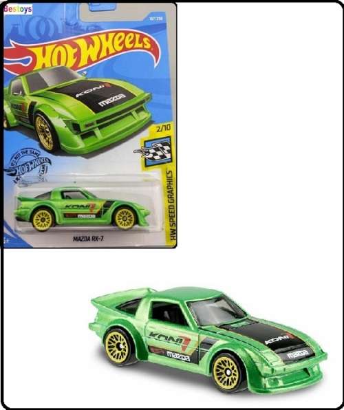 Hotwheels Hot Wheels Diecast Model Car 2019 167 / 250 Mazda RX7 RX 7 `Koni` Speed Graphics 1/64 scal