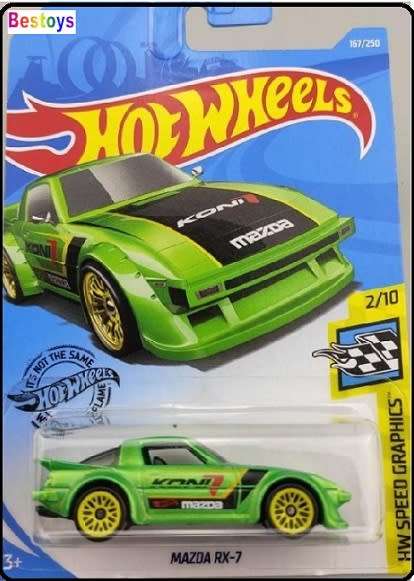 Hotwheels Hot Wheels Diecast Model Car 2019 167 / 250 Mazda RX7 RX 7 `Koni` Speed Graphics 1/64 scal