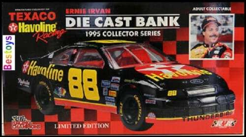 Racing Champions Diecast Model Car Coin Bank Ford Thunderbird 1995 Nascar Ernie Irvan No 88 1/24 sca