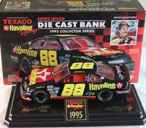 Racing Champions Diecast Model Car Coin Bank Ford Thunderbird 1995 Nascar Ernie Irvan No 88 1/24 sca