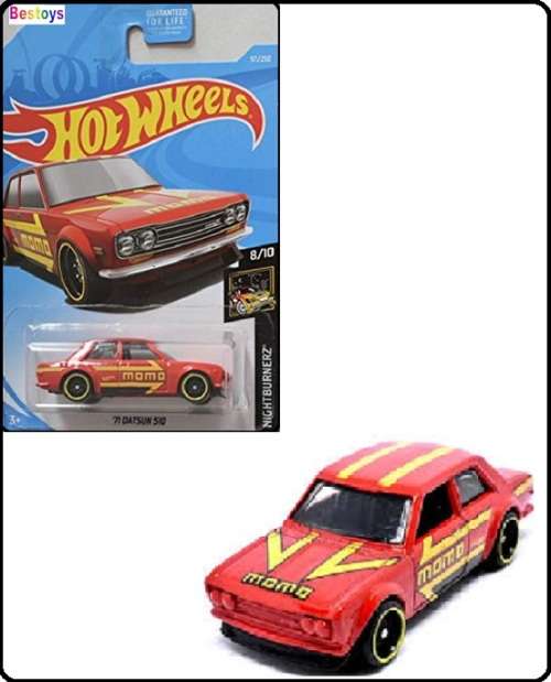Hotwheels Hot Wheels Diecast Model Car 2019 97 / 250  Datsun 510 1971 "Momo" Nightburnerz 1/64 scale