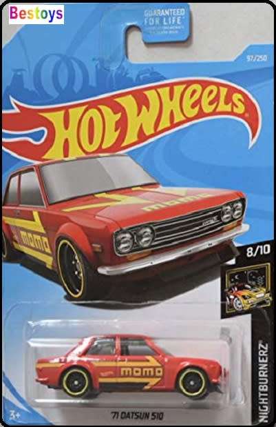 Hotwheels Hot Wheels Diecast Model Car 2019 97 / 250  Datsun 510 1971 "Momo" Nightburnerz 1/64 scale