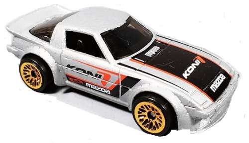 Hotwheels Hot Wheels Diecast Model Car 2019 167 / 250 Mazda RX7 RX 7 "Koni" Speed Graphics 1/64 scal