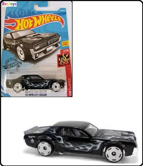 Hotwheels Hot Wheels Diecast Model Car 2019 164 / 250 Mercury Cougar 1968 Flames 1/64 scale new