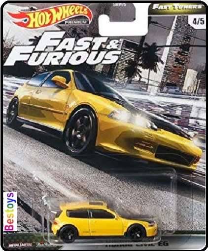 Hot Wheels Hotwheels Diecast Model Car Fast & Furious Movie Film TV Honda Civic EG Fast Tuners 1/64